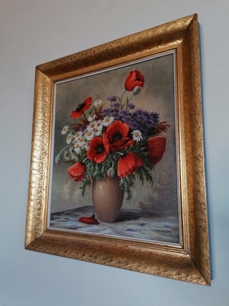 Prekrásna maľovaná kytica - signovaná 88 x 78