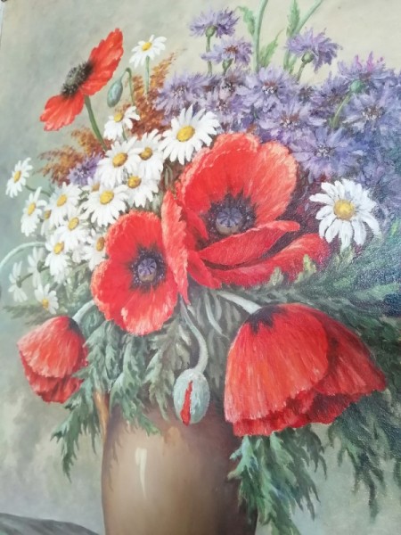 Prekrásna maľovaná kytica - signovaná 88 x 78